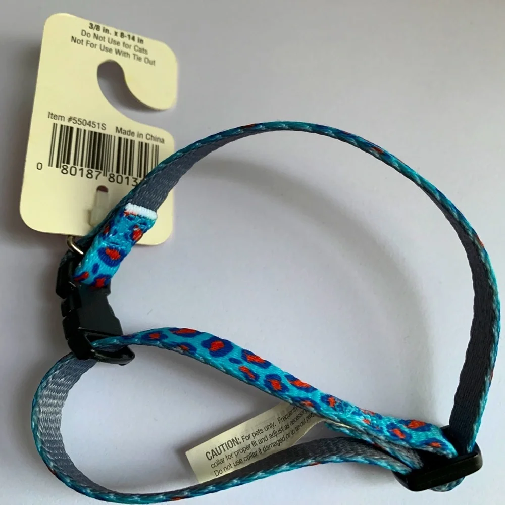 [S] Set of dog collar & leash size small funky leopard print bundle